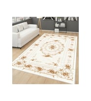 Rovigo Home Dijital Baskı Yıkanabilir Kaymaz Taban Salon Halısı RVG0637 (Krem)