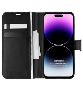 Microsonic Apple iPhone 14 Pro Max Kılıf Delux Leather Wallet Siyah