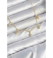 Pirinç Gold Renk Sıralı Minimal Kutup Yıldızı Model Kadın Kolye TJ-BKO11145