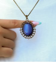 Doğal Taş Mavi Akik Doğal Taşlı Otantik Kadın Kolye 45 Cm Zincirli euk13ma