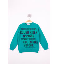 Toontoy Erkek Çocuk Yazı Baskılı Sweatshirt (Yeşil)