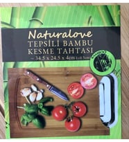 Bambu kesme tahtası tepsili