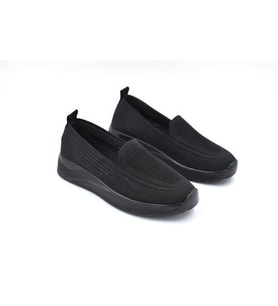 Beyaz (Filinta Moda) Poli Hafif Taban Dokuma Günlük Kadın Comfort Ayakkabı SİYAH