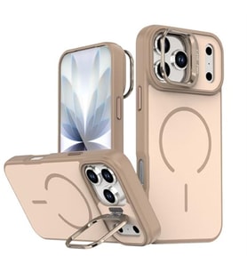 Coverzone iPhone 16 Pro Max ile Uyumlu kilif MagSafe ile uyumlu K?l?f Stand �zellikli M?knat?sl? Flexa Y�z�k Tutuculu IPHONE 16 PRO MAX i�in KILIF Darbe Emici Mat Arka Kapak Koruyucu K?l?f Gold