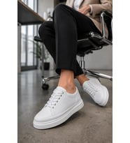Emirp Cilt Bağcıklı Erkek Sneaker Günlük Ayakkabı - Beyaz