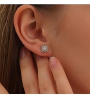 925 Ayar Gümüş Opal Taşlı Kutup Yıldızı Küpe Silver