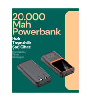 Taşınabilir Şarj Cihazı 20000 mAh 22.5W Hızlı Şarj + Dijital Ekran + Kablo Dahil