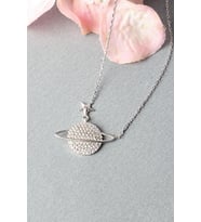 Gezegen Kolye Zirkon Taşlı Silver 925 Ayar Gümüş Zincir Kolye
