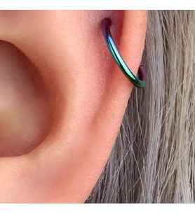 10 mm Hologram Cerrahi Çelik Düz Halka Helix Piercing Lob Kıkırdak Rook Daith Conch