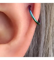 10 mm Hologram Cerrahi Çelik Düz Halka Helix Piercing Lob Kıkırdak Rook Daith Conch (Çok Renkli)