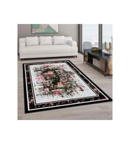 Rovigo Home Dijital Baskı Yıkanabilir Kaymaz Taban Salon Halısı RVG0574 (Siyah)