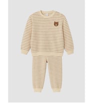 LCW baby Kahverengi Nakışlı Çizgili Erkek Bebek Takım
