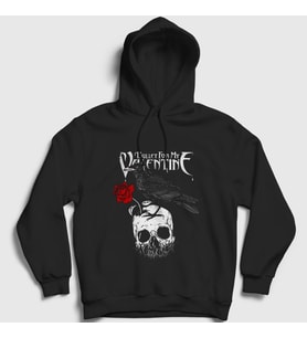 Presmono Unisex Siyah Raven Bullet For My Valentine Kapüşonlu Sweatshirt 23367tt