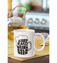 Keep Calm And Drink Cold Beer Baskılı Porselen Kupa Bardak
