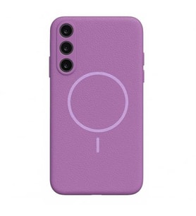 Coverzone Samsung Galaxy A36 ile uyumlu Deri G�r�nml� 2,5mm Kamera Koruma �?k?nt? Koruma Cowboy MagSafe ile uyumlu ?� Kadife Y�zeyli Silikon K?l?f Purple