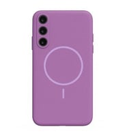 Coverzone Samsung Galaxy A36 ile uyumlu Deri G�r�nml� 2,5mm Kamera Koruma �?k?nt? Koruma Cowboy MagSafe ile uyumlu ?� Kadife Y�zeyli Silikon K?l?f Purple