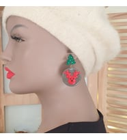 Yılbaşı Yeniyıl Tasarım Geyik  Şeklinde Küpe