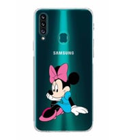 Samsung Galaxy A20s  Kamera Korumalı  Kapak Minnie Mouse Tasarımlı  Şeffaf Kılıf