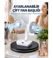 Ayarlanabilir Hızlı Çift Başlıklı Masaüstü Fan – Gece Lambalı Serinletici