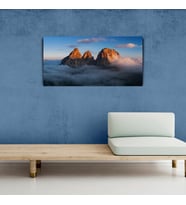 Bulutların üzerinde Kayalık Dağ Zirvesi Kanvas Tablo 60 x 120