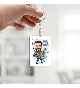 Kişiye Özel Balıkçı Erkek Karikatürlü Anahtarlık