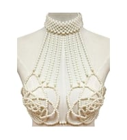 Çiçek Desenli İnci Detaylı Bralet Vücut Takısı