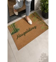 Valerine Life Yeşil Bambu Ağacı Hoş Geldiniz Welcome Ev iç Dış Kapı Önü Paspası 45x70cm