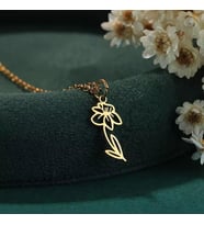 Şık Çiçek Model Kolye Anneler Günü Hediye 925K Gümüş (Gold)