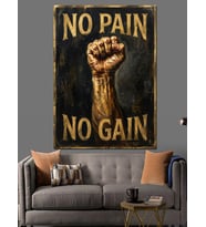 No Pain No Gain Yazılı Tabelalar Dekoratif Kanvas - Mdf Ahşap Tablo