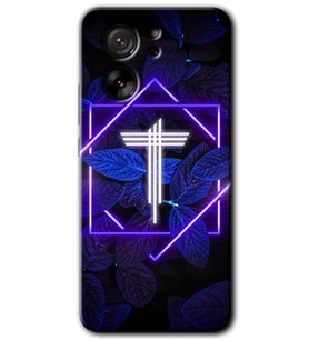 Xiaomi Mi 13T Kılıf HD Desen Baskılı Arka Kapak - Dark Neon Yaprak T Harfi