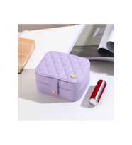 Mini Baklava Desenli Deri Takı Kutusu, Lila Organizer 11,5cm