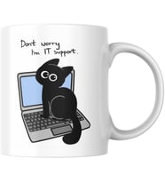 Kedi Baskılı Komik Kupa Bardak IT Support Hediyelik Çay Kahve Kupası Coffee Mug