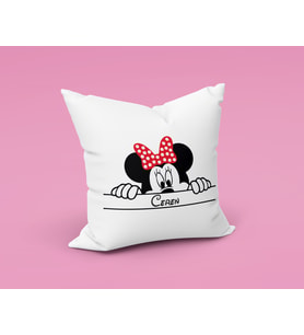 Minnie Mouse Sevgili Çift Tasarımlı Yastık Kişiye Özel