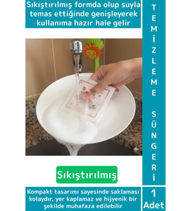 Kompakt Hafif Ev Ofis Masa Mutfak Banyo Oto Araç İçi Çizmez Sıkıştırılmış Form Suda Büyüyen Sünger