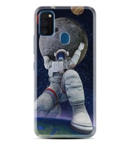Samsung M21 M22 M23 M30 M31S M32 Kılıf Desenli Silikon Astronot ve Dünya 1759