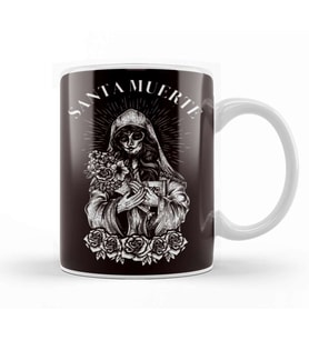 Santa Muerte Sugar Skull Female Deity Satanic Dead Mexican Kupa Bardak Porselen