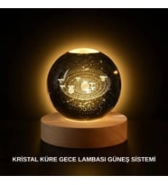 Ahşap Standlı Led Kristal Küre Lazer İşlemeli Dekoratif Obje