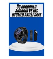 Mey İthalat® Amoled Ekran Akıllı Saat Üç Kordonlu İOS Android Uyumlu