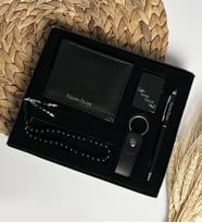Özel Erkeklere Lüks Kutulu Gerçek Deri Cüzdan & Metal Çakmak Touch Pen Kalem Deri Anahtarlık Hediye Seti LK10G