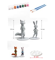 GUEN Zootropolis 3D Boyama Seti (2 Figür, 8 Boya, 2 Fırça,2 Palet) Tam Donanımlı Boyama Seti