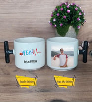 Hekim Kupa Bardak Fotoğraflı T Siyah Kulplu Doktora Tıp Bayramı Hediyesi