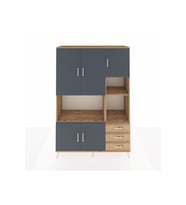 Hyperion Dolap 9 Raflı 3 Çekmeceli 5 Kapaklı 132x44x195 Çam-Antrasit/Çam