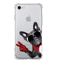 PrintiFy Apple iPhone SE 2020 Uyumlu Köpek 2 Baskılı Şeffaf Köşe Korumalı Antişok Kılıf