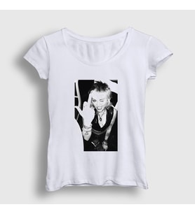 Presmono Kadın Beyaz Flip Miley Cyrus T-Shirt 400313tt (Beyaz)