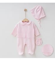 Pembe Uzun Tüllü 3 Parça Kız Bebek Tulum Takım