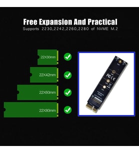 NVME M.2 PCI-E3.0 1X Genişletme Adaptör Kartı Yüksek Hızlı M Anahtar NGFF Dönüştürücü Kart Modülü Samsung PM961, 960EVO, SM961, PM951, SM951, Intel 600P, LITE-ON T10 NVME Protokolü M.2 için