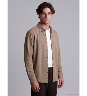 LCW Vision Kahverengi Slim Fit Erkek Dokulu Gömlek