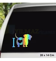 Sevimli Köpek Hologram Oto Sticker Motosiklet Cam Araba Yapıştırma Çıkartma Aksesuar Etiket 20x14 Cm