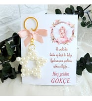 20 Adet Melek Figürlü Kız Bebek Şekeri Anahyarlık Hediyelik İncili Altın-