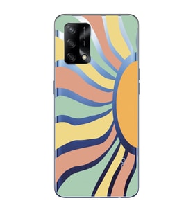 Oppo A74 Uyumlu Güneş Desenli Şeffaf Telefon Kılıfı